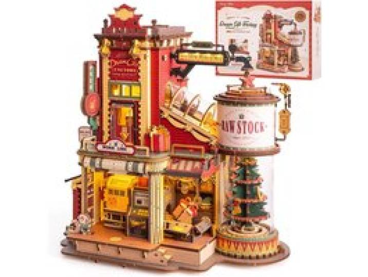 Robotime Houten Muziekdoosje Kerstdroom Cadeau Fabriek 3D Houten Puzzels Houten Modelbouwsets Beste Cadeaus voor Volwassenen