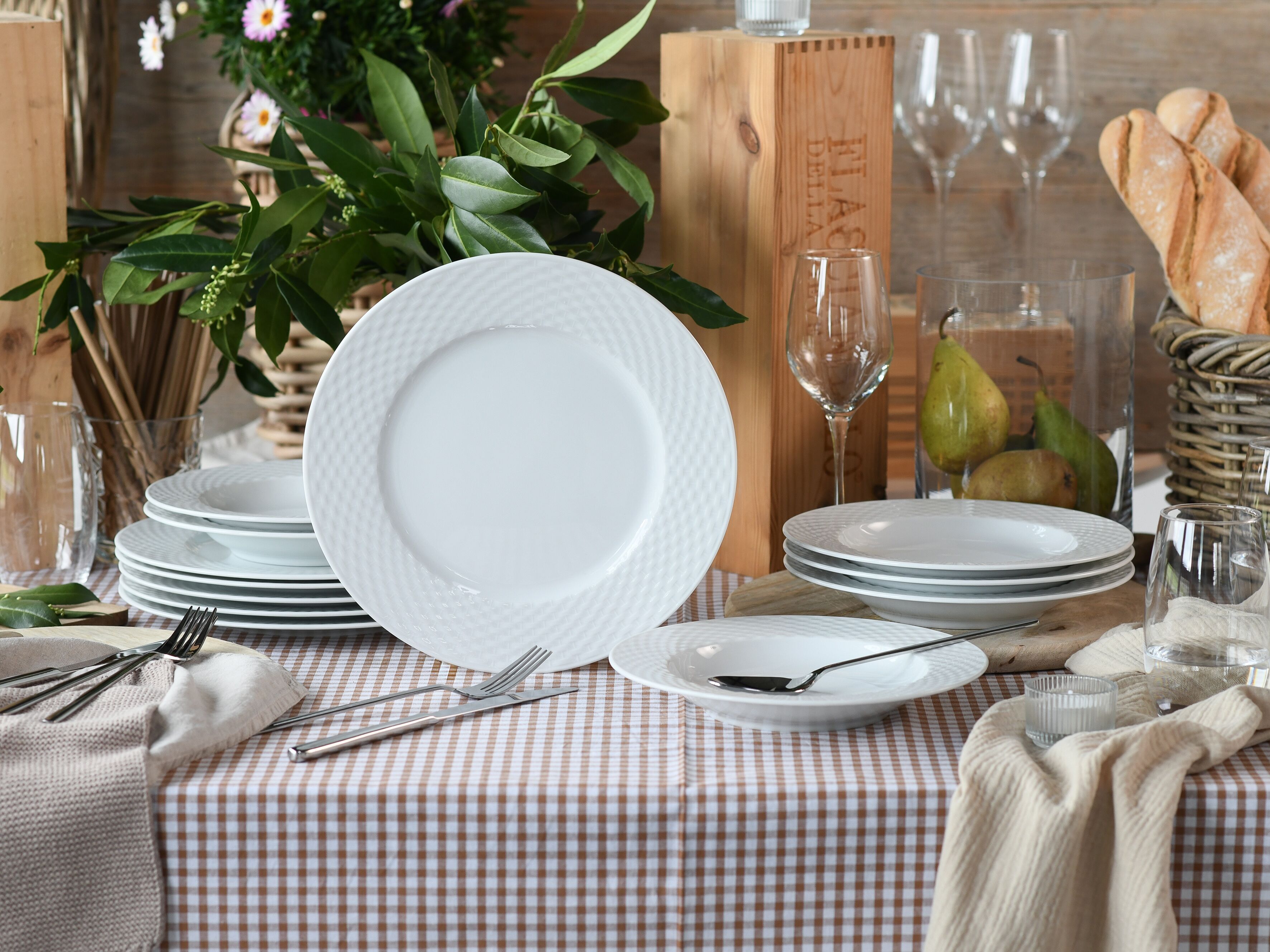 Tafelservice CREATABLE "Polo, Service 12-tlg.", weiß, 12, Porzellan, Geschirr-Sets, Tafelservice, Teller Set, Daily Use, Zeitlos