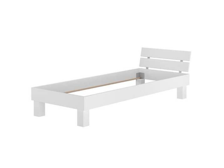 Cadre de lit simple moderne en hêtre massif blanc extra grand 90x220 sans literie 60.86-09-220WoR