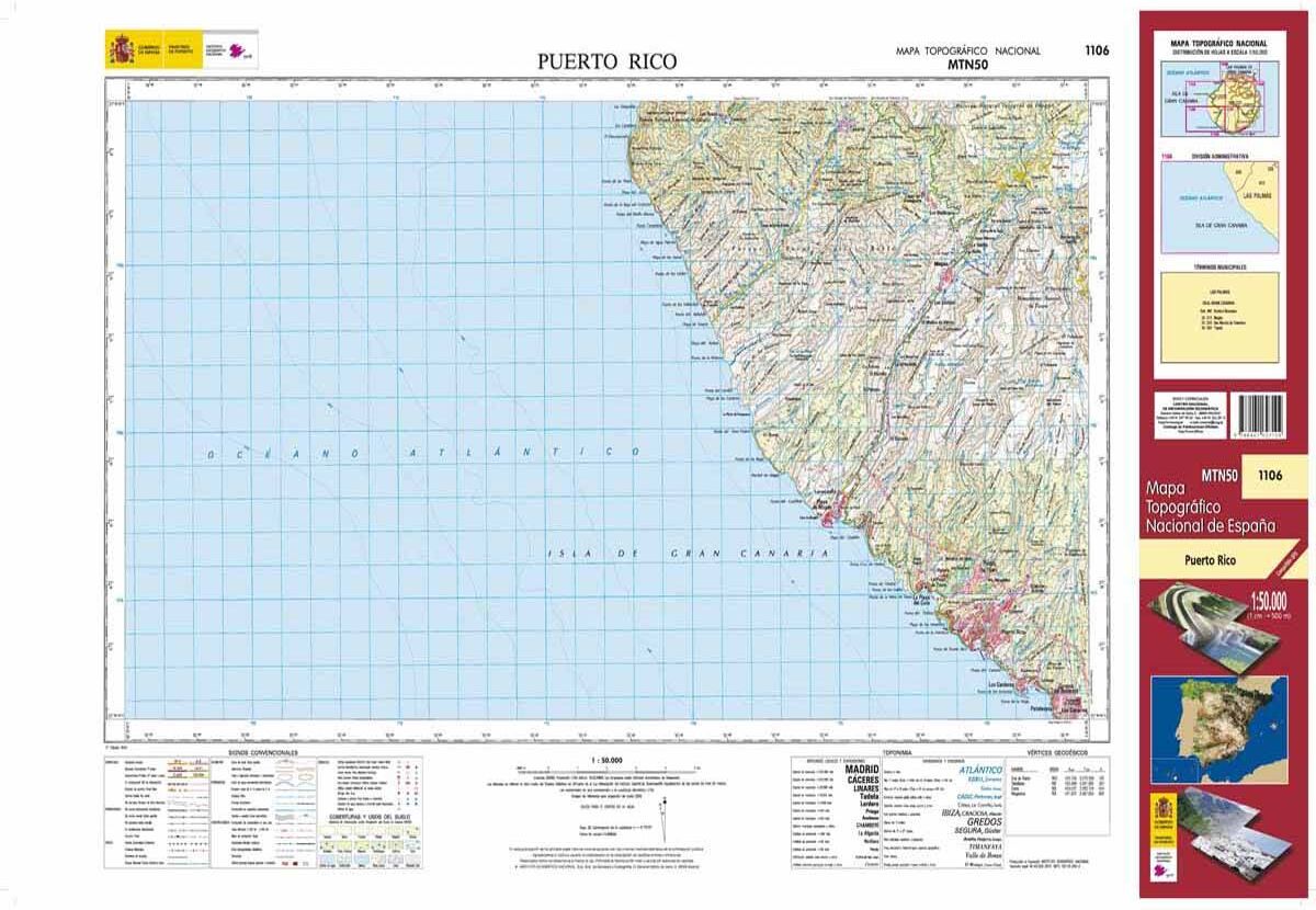 Carte topographique de l'Espagne n° 1106 - Puerto Rico (Gran Canaria)   CNIG - 1/50 000