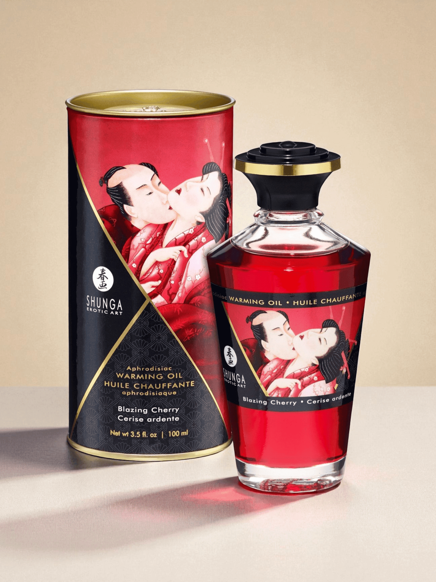 Shunga Huile chauffante aphrodisiaque cerise ardente 100ml