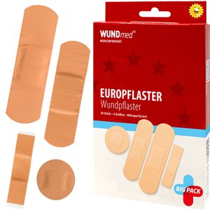 WUNDmed Pflaster Europflaster Big Pack, 50 Strips, wasserfest, atmungsaktiv, 4 Größen