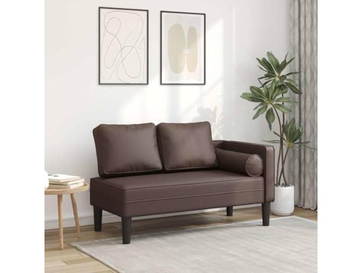 ZXQVLMRS Chaiselongue aus Kunstleder für Wohnzimmer, Recamiere mit Kissen, Entspannungsliege Braun, modernes Design, ergonomisch gepolstert