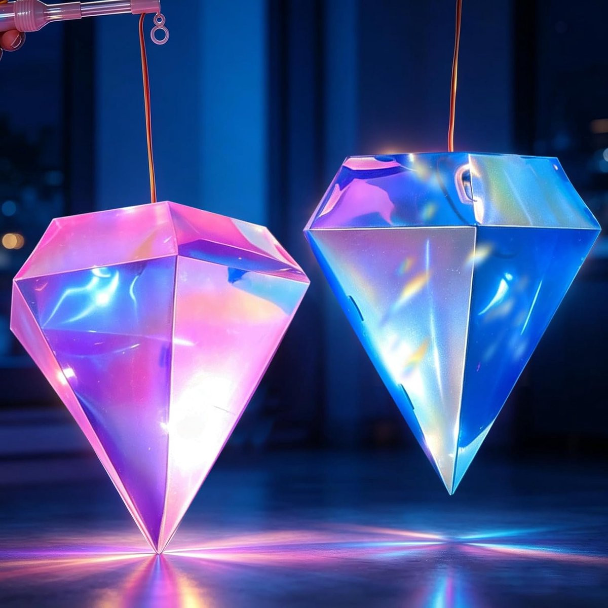 Set van 2 draagbare St Martin lantaarns met diamantpatroon en ledverlichting voor knutselen en decoratie