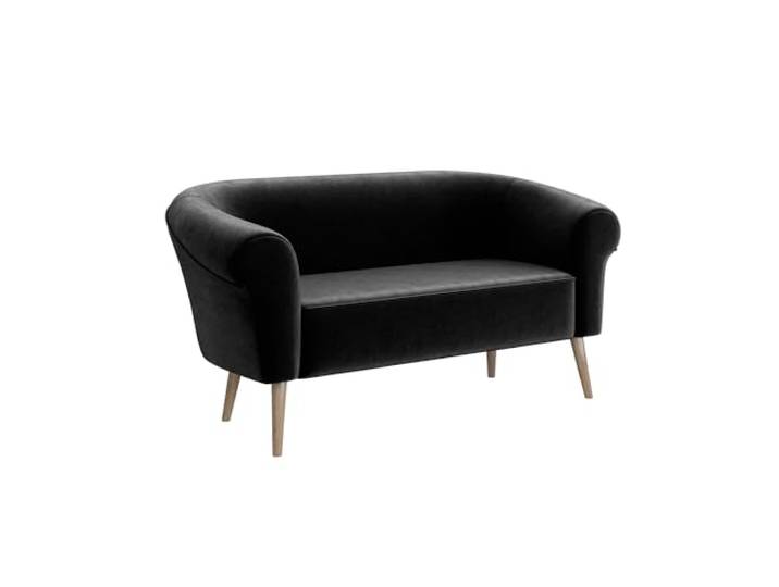 MEBLINI Mini Sofa 2-Sitzer für Wohnzimmer - Mini Lounge für Zwei Personen - Küchensofa - Sofa Klein - Emilia - 2 - Schwarz Samt