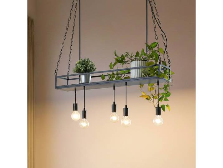 Suspension Kirista 5 Black - Lindby - Cuisine - Vintage / rétro - Métal - Multi-ampoules