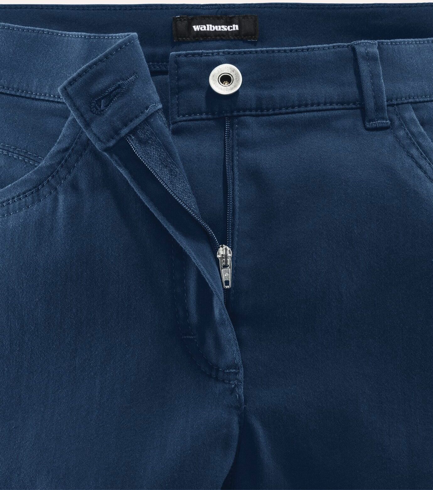 Walbusch Extraglatt Baumwollhose Slim Fit, Slim Fit#normale Größen#Kurzgrößen#Langgrößen, Farbe Blau, 76, bügelfrei atmungsaktiv Damen