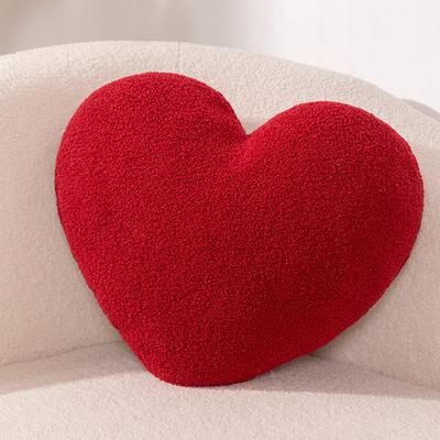 Lush Living Finds Heart Shape Throw Pillow Cushion, Red Plush Doll Kids Toy Lover Gift For Wedding Party Decor red