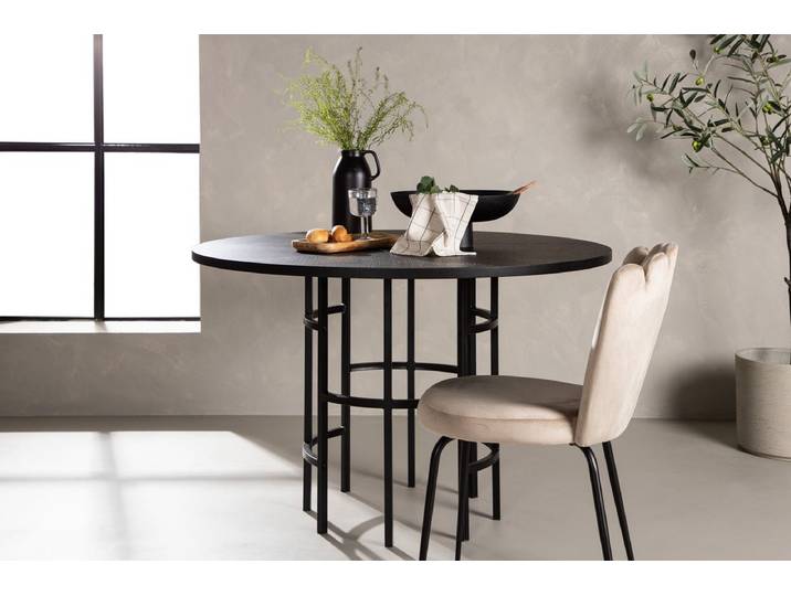 Esstisch Orana - im runden, skandinavisch inspirierten Design - Schwarz - Luxusbetten24