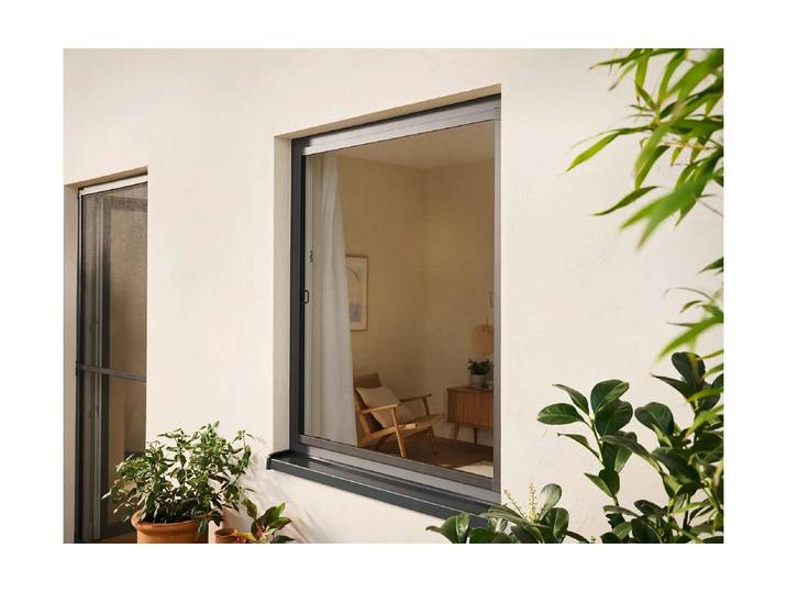 Insektenschutz-Fensterrahmen TESA Alu-Rahmen 1.2m x 1,5 m , grau, B:120cm H:150cm, Insektenschutzgitter, Insektenschutz-Fensterrahmen