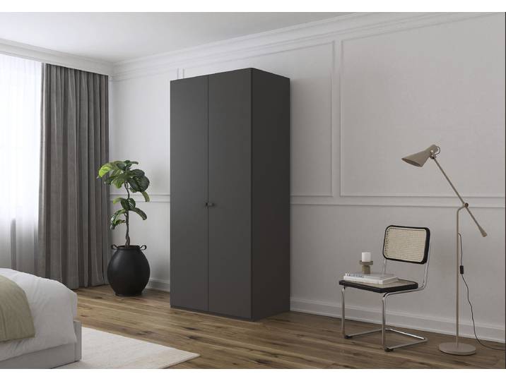 Armoire à portes battantes Liora 101cm Gris/Graphite Classic