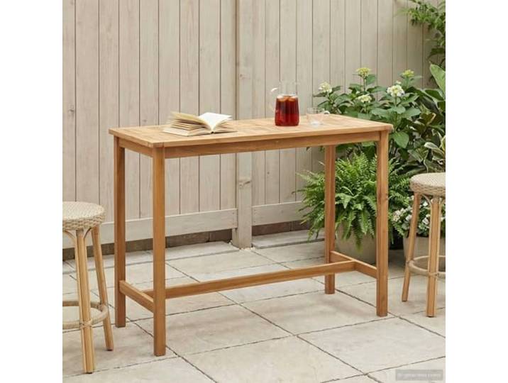 MBDRKVGF Bartisch 150 x 75 x 105 cm Teakholz Stehtisch Garten-Möbel Wetterfestes Massivholz, Mit praktischer Fußstütze, Laminiertes Latten-Design