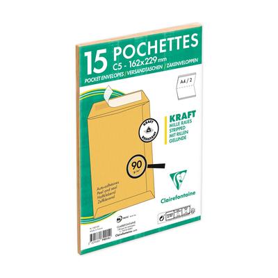 Clairefontaine 450x Versandtaschen haftklebend 162x229mm/C5 90g - Braun 74215C