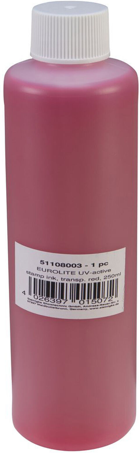 EuroLite Uv-Aktive Stempelfarbe, Transparent Rot, 250ml