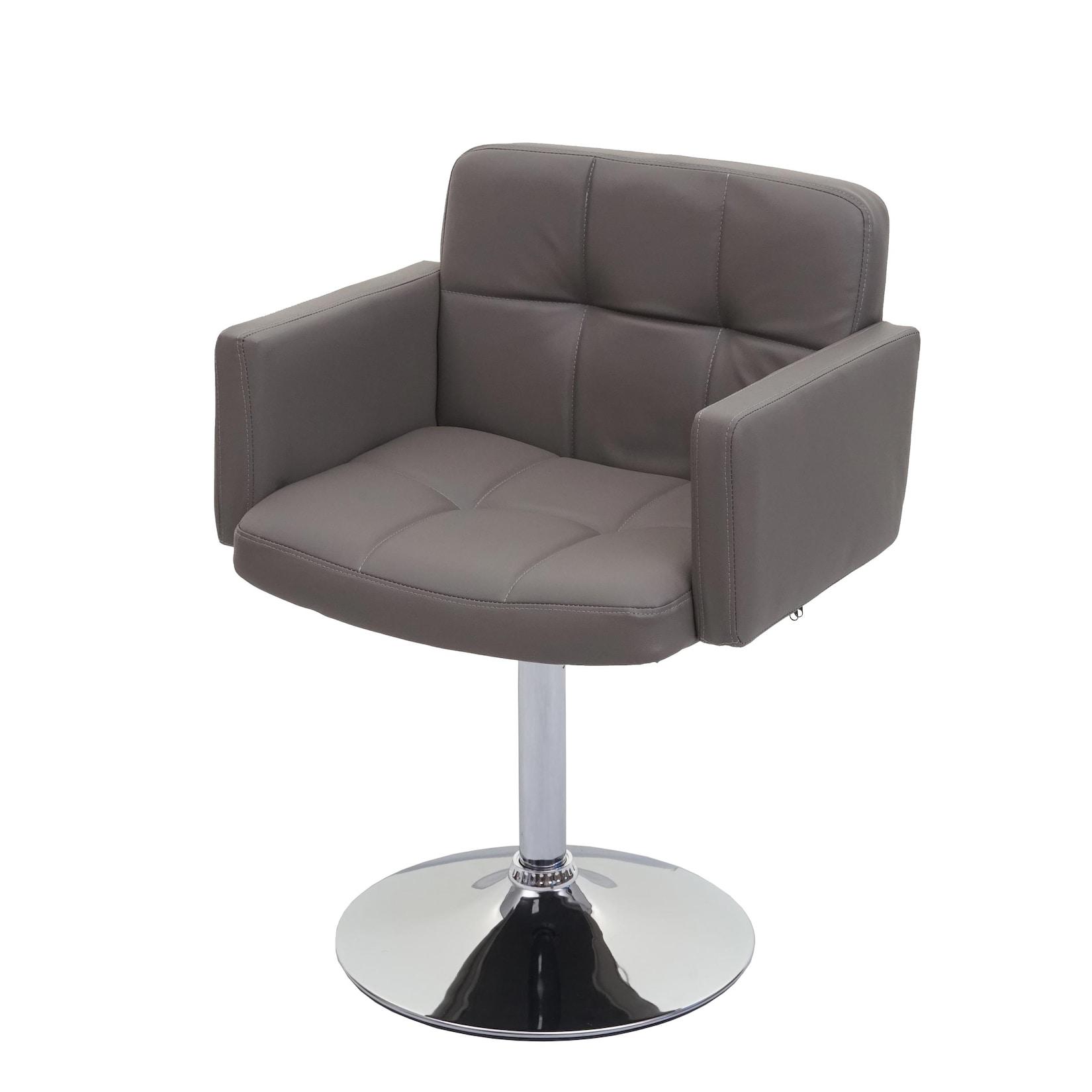 Esszimmerstuhl Houston, Küchenstuhl Drehstuhl Stuhl, Kunstleder Chrom ~ taupe-grau