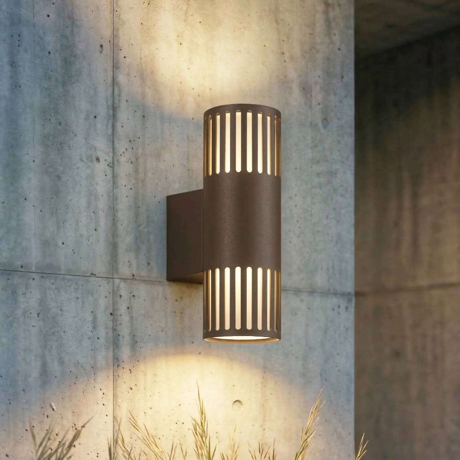 Lindby Lurinda buitenwandlamp, bruin, modern, dimbaar, IP44, E27