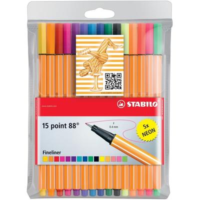 STABILO Fineliner point 88 Etui mit 15 Stiften Packung mit 10 Stück