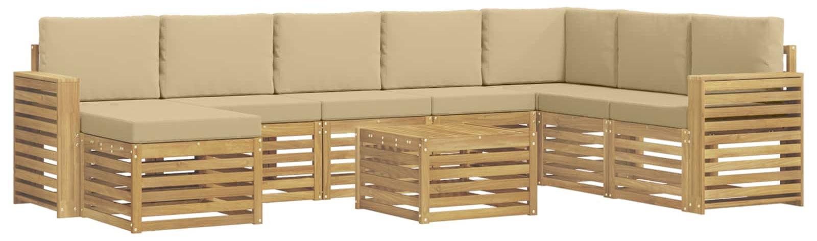 Garnitur aus 9 Outdoor-Sofas, Farbe Beige, Material: Polyester