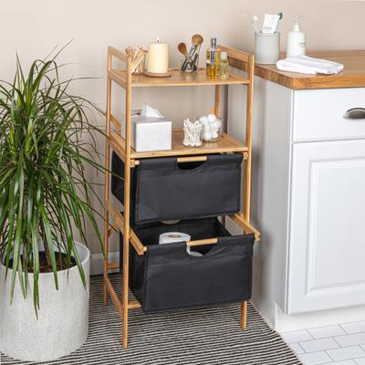 "Household Essentials Bamboo Storage Shelf with Cotton Fabric Drawers - 17.3""L x 13.0""W x 37.8""H"
