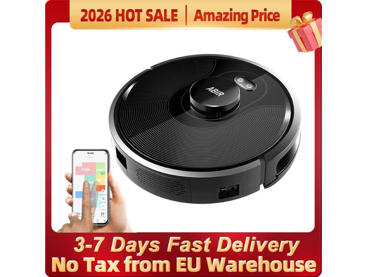 (code promo:EU1000)Aspirateur robot ABIR X8, Lidar laser, Lampe UV puissante, Capteur TOF Wisdom, Aspiration 6500pa, Carte multi-étages, Zone restreinte APP, Nettoyage humide intelligent