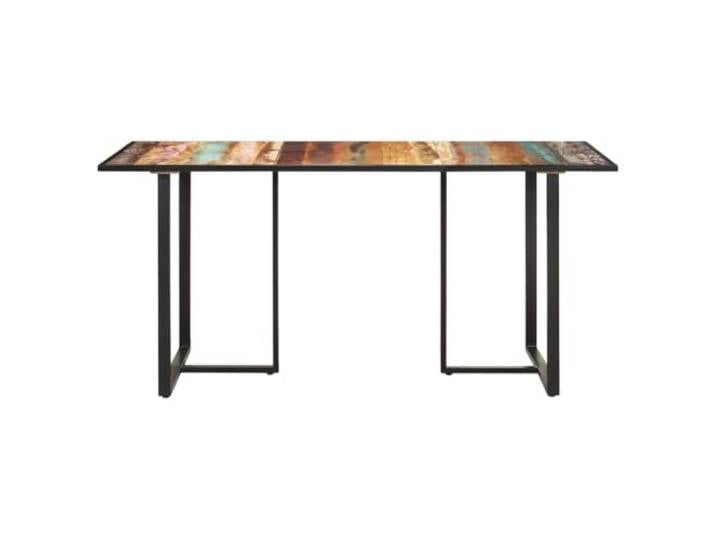KGHERMDF Esstisch 160 cm Altholz Massiv Industrieller Stil, Pulverbeschichtete Eisenbeine, Robust, Stabil, Einzigartige Maserung