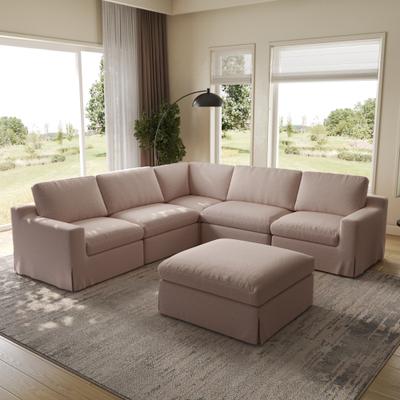HELIA 6 Pc Modular L-Shape Sectional Sofa and Ottoman for Living Room