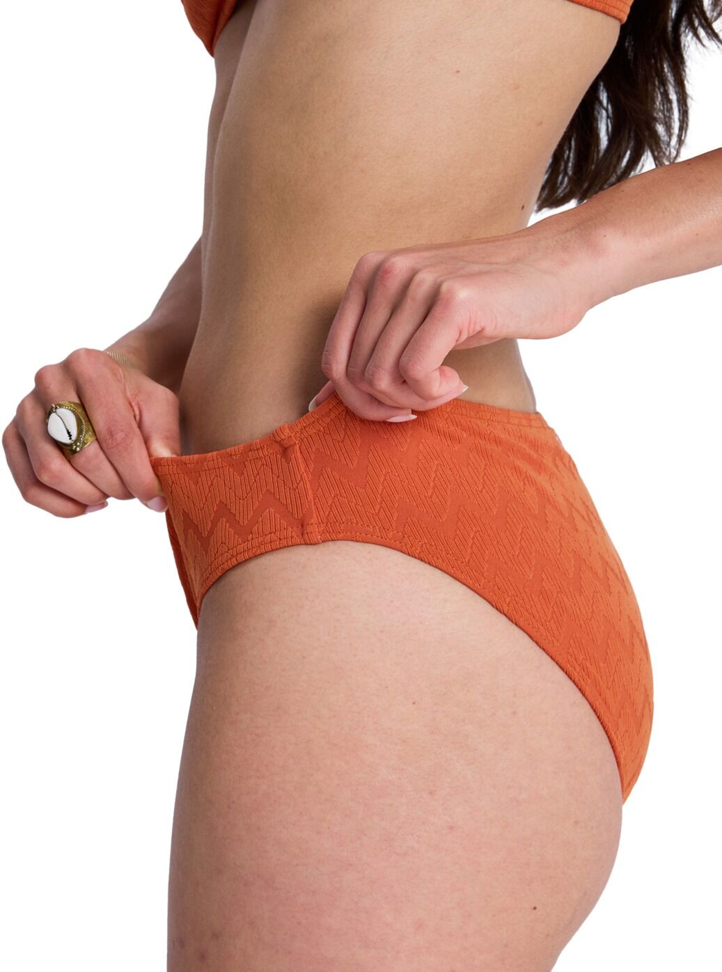Bikini-Hose ROXY "Current Coolness Moderate", Damen, Gr. L, orange (ginger spice), Obermaterial: 91% Nylon, 9% Elasthan., Badehosen Bikini-Hose ginger spice L