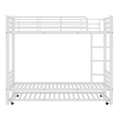 STILVORA Etagenbett Metall Weiß 204x95x160 cm, gewerblich geeignet, mit Ausziehbett für Hostel & Unterkunft