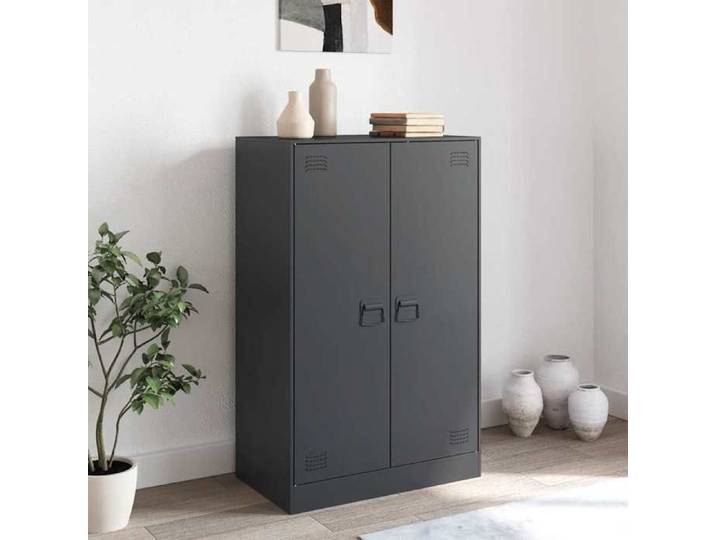 Anthracite Buffet de rangement - SOLOMOON - Commode salon - anthracite 67x39x107 cm - acier FR6792