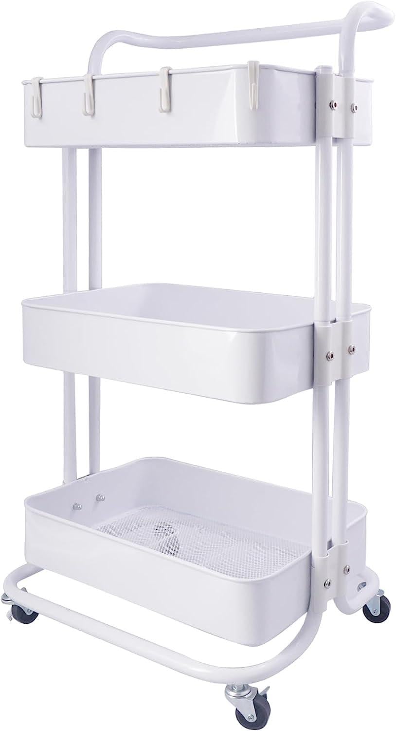 Dripio Drielags rolwagen met handgreep, wit, B/D/H: 77 x 44 x 30 cm