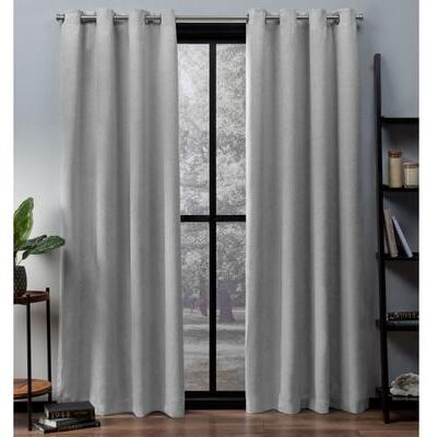 ATI Home Oxford Textured Sateen Room Darkening Blackout Grommet Top Curtain Panel Pair
