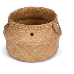 DAHEIM Korb Ø 46 cm Holz, Textil, Natur Braun L (Large)