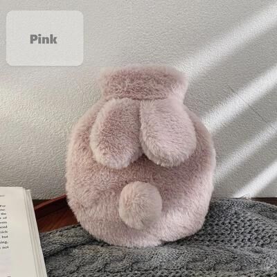 Inspired Living SnuggleBunny 300ML Plush Hot Water Bottle Cute Rabbit Hand & Feet Warmer With Soft Cover pink