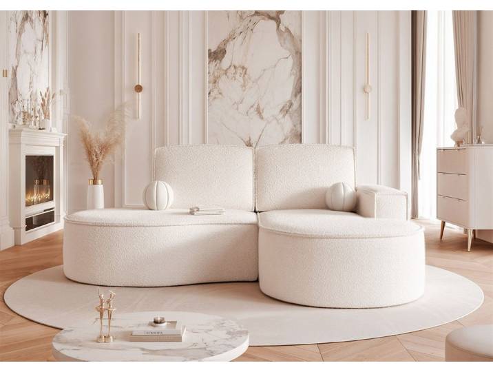 Fun Möbel Ecksofa Designersofa ARLET mit Ottomane in Stoff, Rundumbezug und ein besonderes Design
