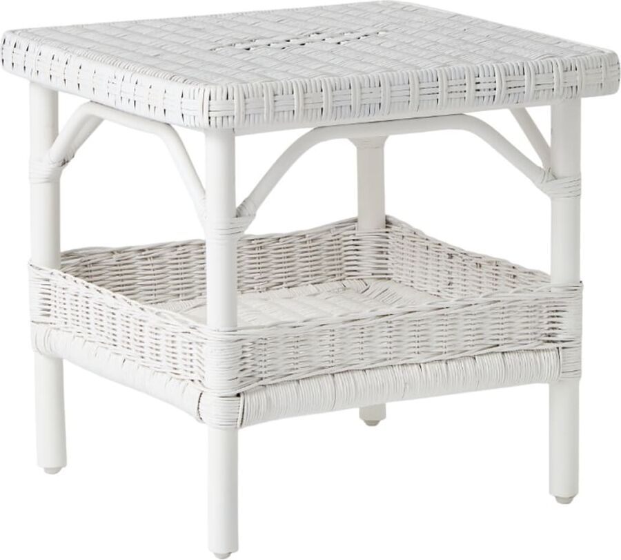 Kok Maison Table basse carrée rotin blanc Blanc 51x46x51cm