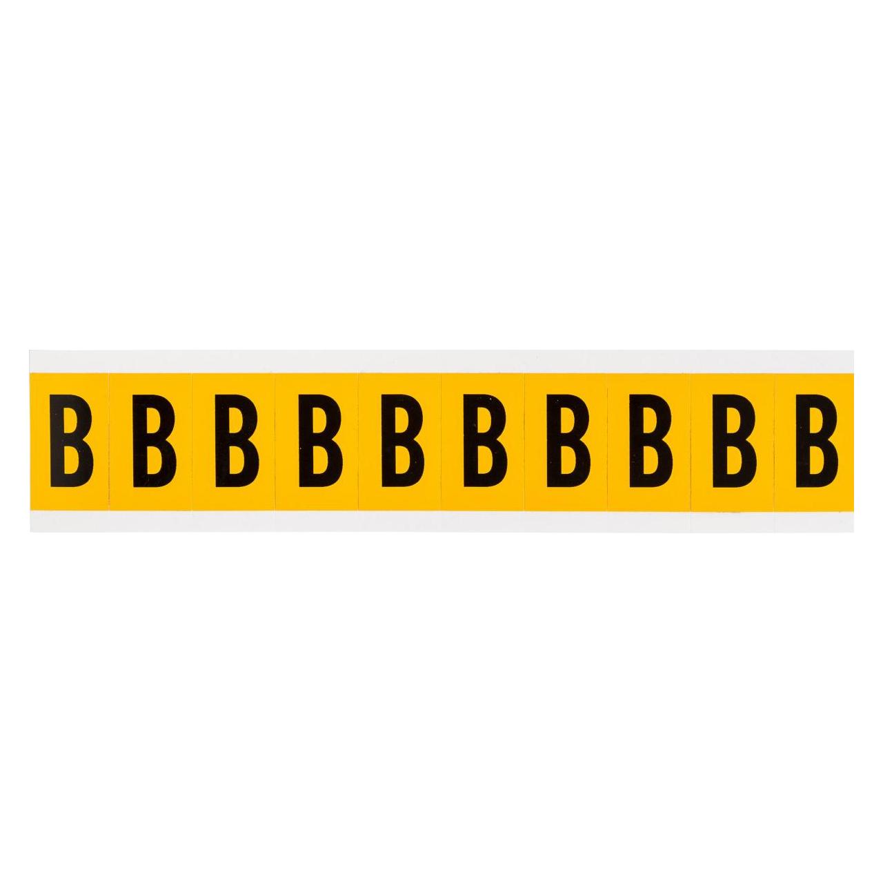 Brady 1530-B, B-946, Vinyl, Buchstabe B, Schwarz auf Gelb, 22 x 38mm, Schrifthöhe 25mm(25 K. á 10 (1530-B)