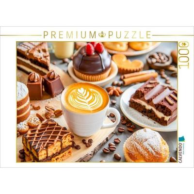 CALVENDO Puzzle Cappuccino mit Kuchen und Schokoladengebäck | 1000 Teile Lege-Größe 64x48cm Foto-Puzzle für glückliche Stunden