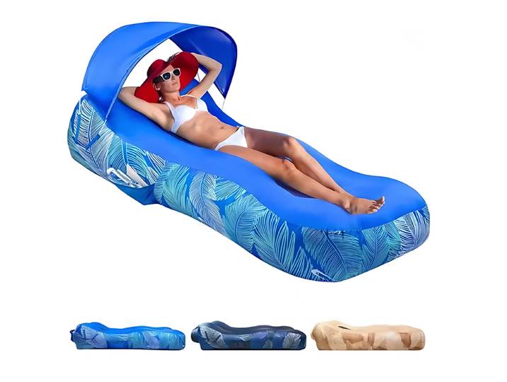 Canapé gonflable de Camping en plein air, chaise longue paresseuse gonflable rapide, lit gonflable de plage anti-fuite pour voyage avec parasol