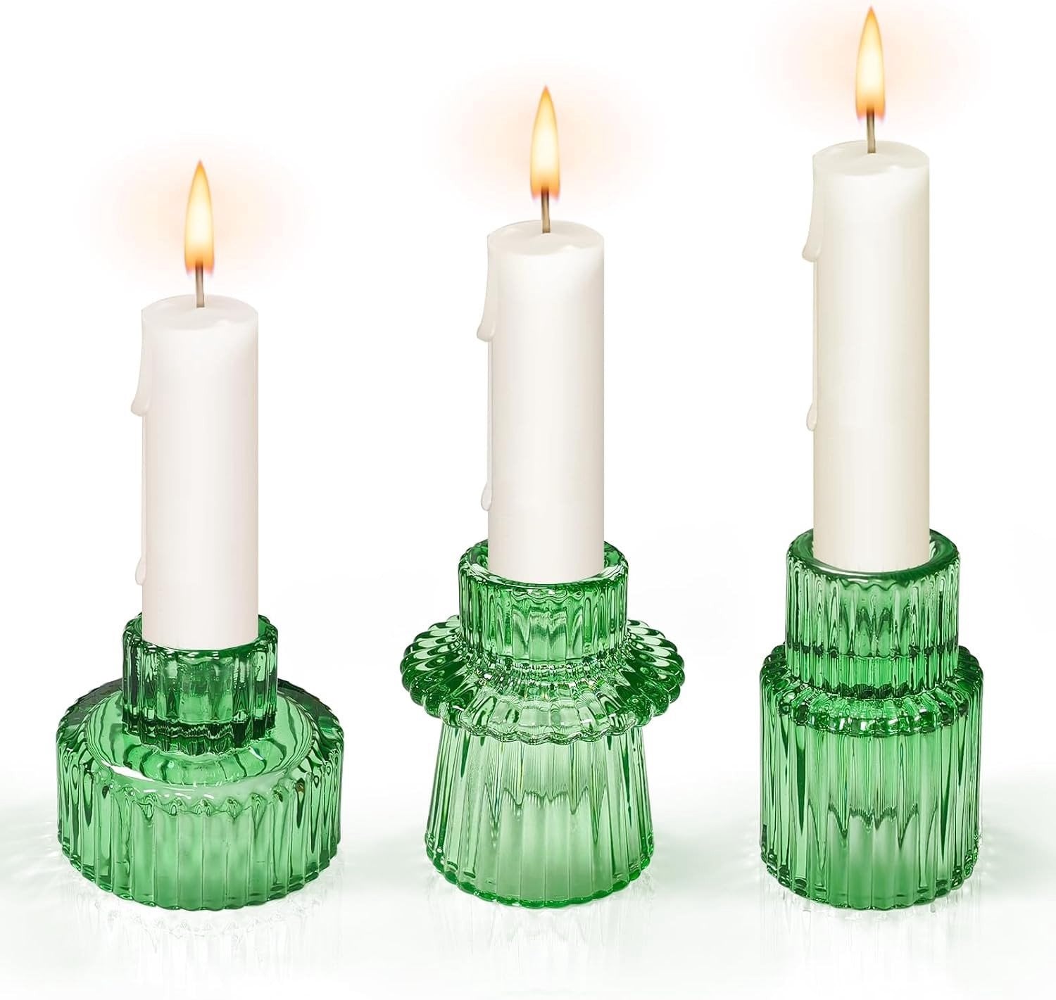 Groene glazen kandelaar voor sfeervolle verlichting en decoratie