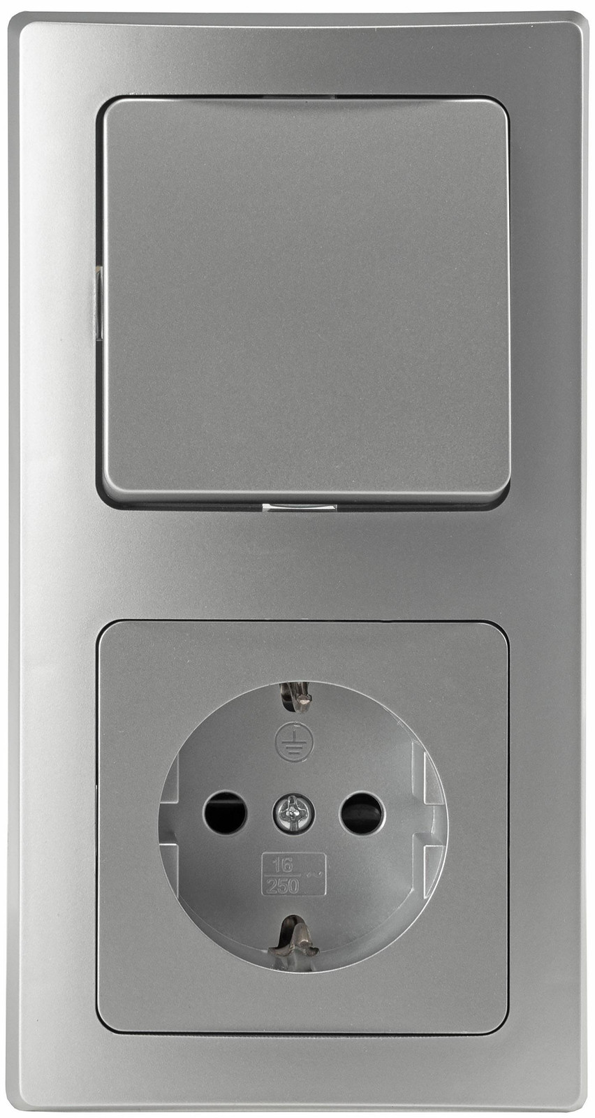 ChiliTec DELPHI Startset stopcontact en schakelaar, 230-240V, zilver