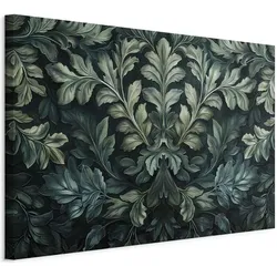 Artgeist, Bilder, Dark Green Victorian Leaves: Botanical Carved Composition (120 x 80 cm)