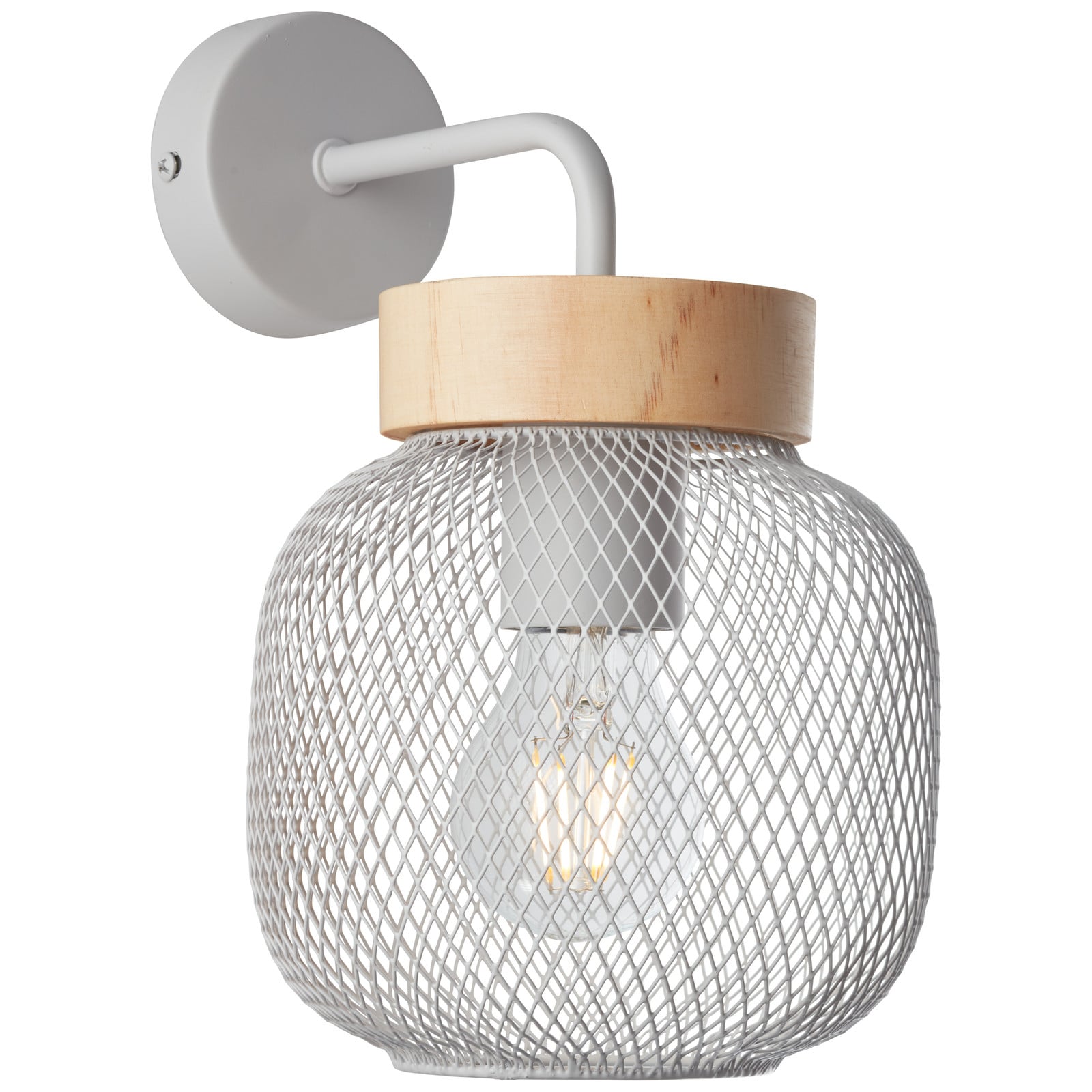 Brilliant Wandlamp Giada grijs met hout en LED