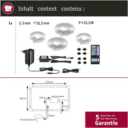 Paulmann, LED Streifen, MaxLED 250 Stripe Set (Mehrfarbig, 361 cm, Indoor)