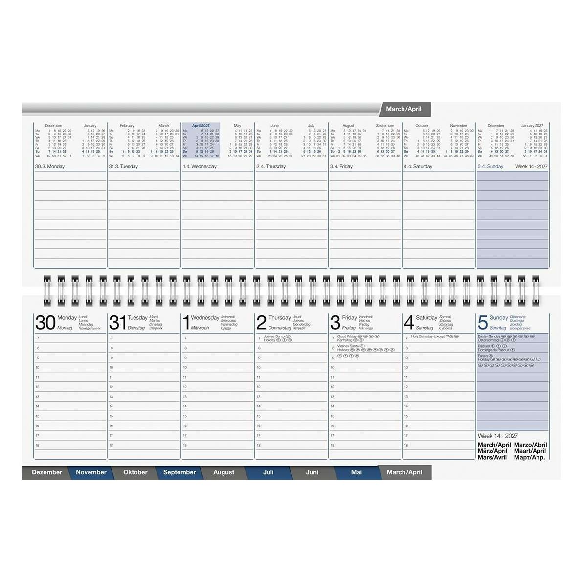 Ridoide Pultkalender AC-Terminer 2027 703170290 1W/2S schwarz ML 30.7x10.5cm (307 x 105 mm, 1 Woche / 2 Seiten) (7031702907.27)