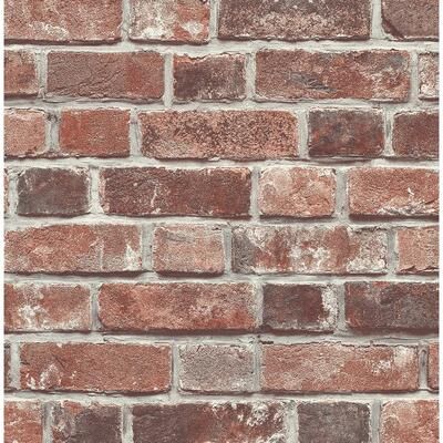 Seabrook Designs Distressed Red Brick Pre-Pasted Wallpaper - 20.5 in. W x 33 ft. L