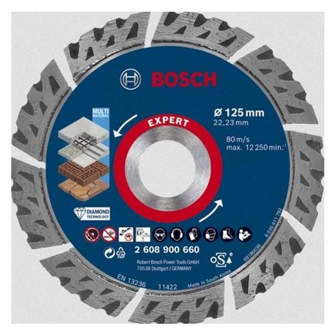 Bosch Professional Zubehör EXPERT MultiMaterial Diamanttrennscheiben, 125 x 22,23 x 2,2 x 12 mm (2608900660)