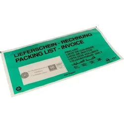 Transpak, Lieferscheintasche, Dokumententaschen Masse 240x131mm 100% Papier grün Lieferschein/Rechnung (1000 Stk.)