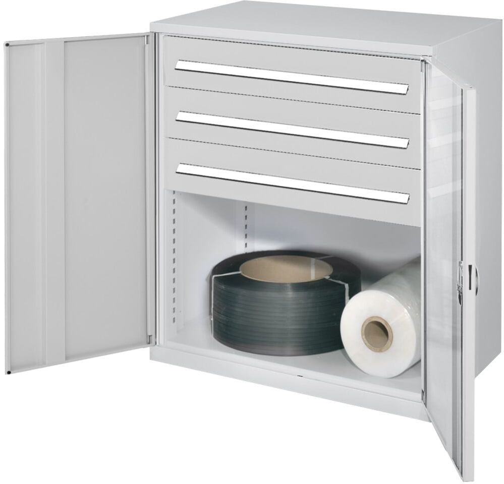 Kappes Schwerlastbeistellschrank Mod. 67 RAL 7035 Vollblechtüren mit Ausstattung (1471.08.1013)