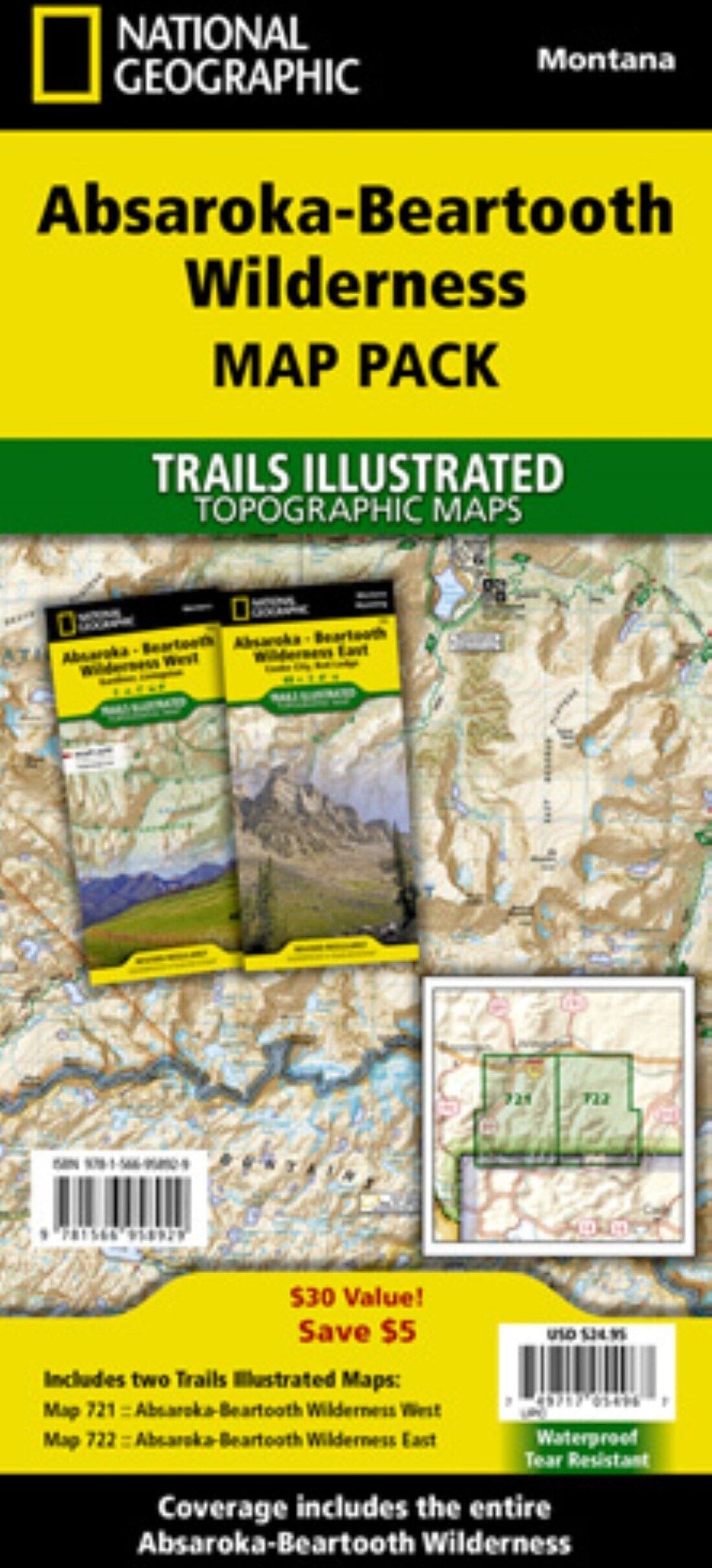 Absorka - Beartooth Wilderness (lot de cartes)   National Geographic