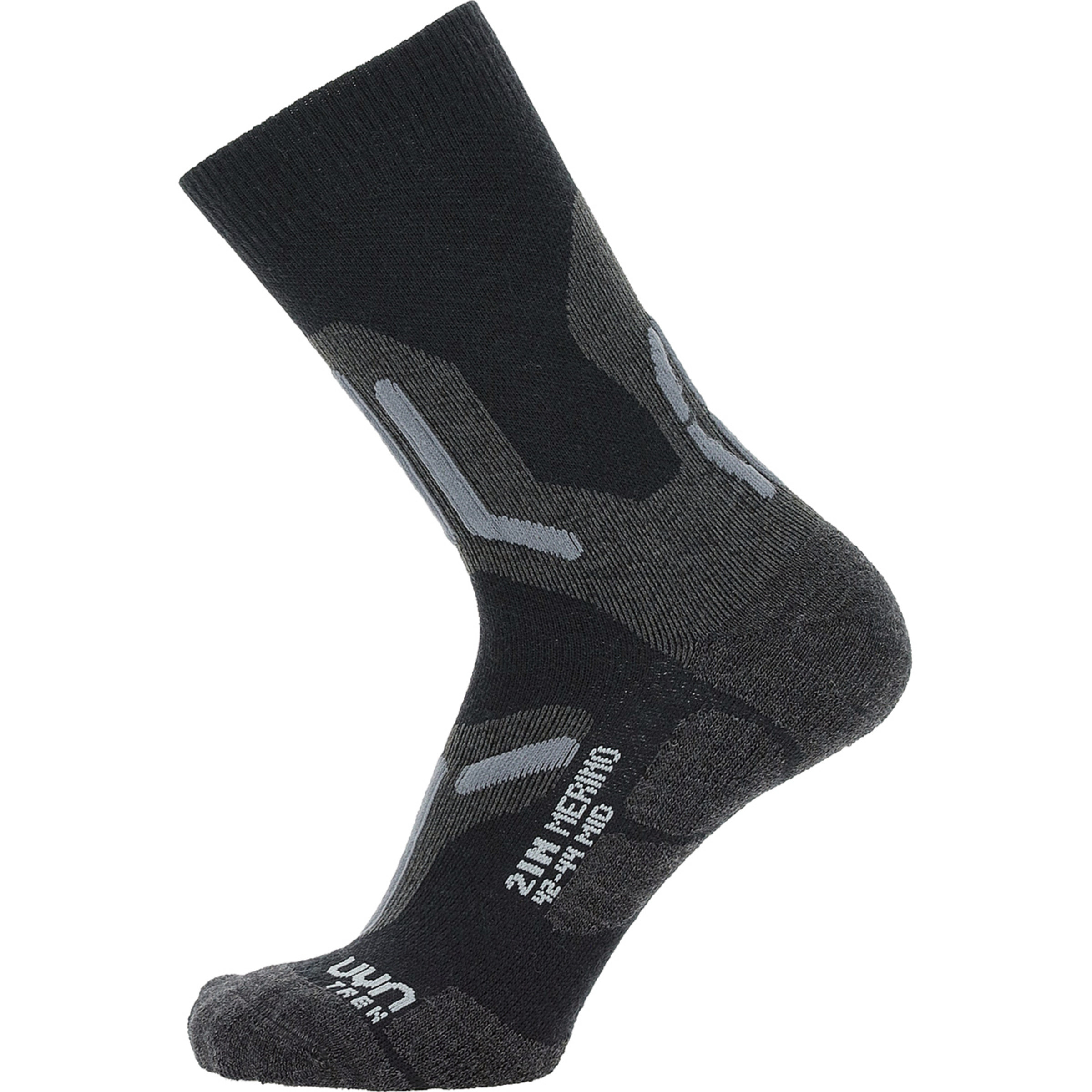 Uyn Trekking 2in Merino Mid Herren Wandersocken schwarz Größe 42 Camping Widerstandsfähig Merinowolle
